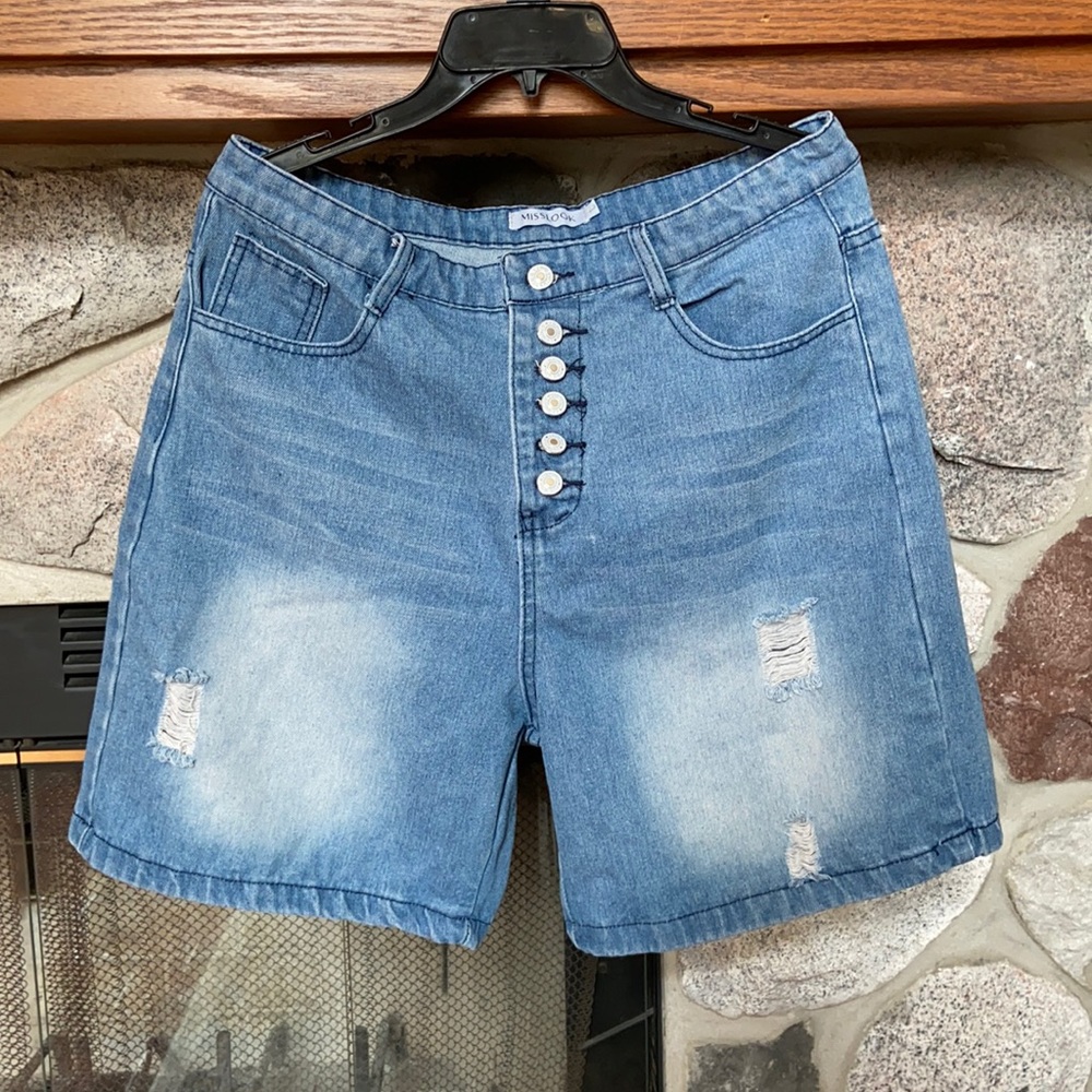 Mislook Button Fly High Waist Short